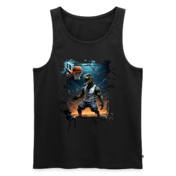 Basket-ball T Rex Dinosaure Graffiti Splash - Débardeur bio Premium Homme - noir - Devant - Michal (187cm)