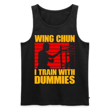 Wing Chun I train with Dummies - Men's Premium Organic Tank Top - black - Front - AI Model Male 178 light (178cm)