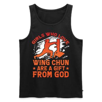 Les filles qui aiment le Wing Chun sont un cadeau de Dieu - Débardeur bio Premium Homme - noir - Devant - AI Model Male 178 light (178cm)
