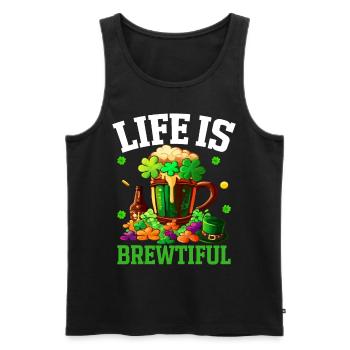 Funny Irish St. Patrick's Day Craft Beer - Men's Premium Organic Tank Top - black - Front - Michal (187cm)