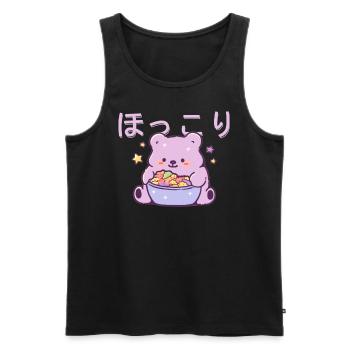 Cute Bear Eating Cereal Japanese Kanji Kawaii Aest - Männer Premium Bio Tank Top - Schwarz - Vorne - AI Model Male 178 light (178cm)