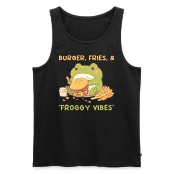 Burger Fries & Froggy Vibes Funny Kawaii Frog Eati - Männer Premium Bio Tank Top - Schwarz - Vorne - AI Model Male 178 light (178cm)