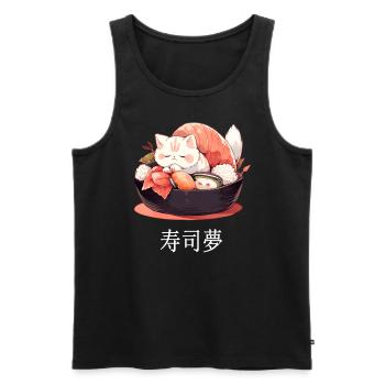 Kawaii Sushi Cat Neko Sushi Kanji Japanese Food Lo - Männer Premium Bio Tank Top - Schwarz - Vorne - Michal (187cm)