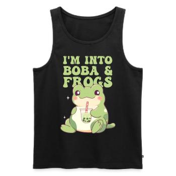 I'm Into Boba & Frogs Cute Frog Drinking Bubble Te - Männer Premium Bio Tank Top - Schwarz - Vorne - AI Model Male 178 light (178cm)
