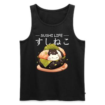 Sushi Life Cute Cats Anime Food Japanese Kanji - Männer Premium Bio Tank Top - Schwarz - Vorne - Michal (187cm)
