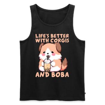 Life's Better With Corgis & Boba Corgi Drinking Bu - Männer Premium Bio Tank Top - Schwarz - Vorne - Michal (187cm)