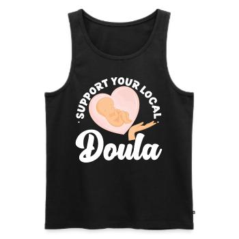 Doula Travailleuse à la naissance Soutien aux fleurs - Débardeur bio Premium Homme - noir - Devant - Michal (187cm)
