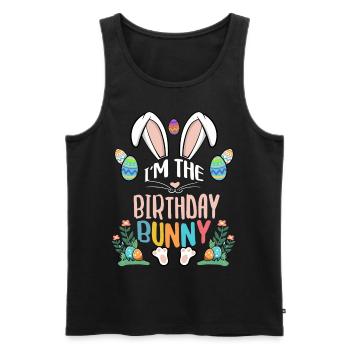 Je suis le lapin d’anniversaire - Débardeur bio Premium Homme - noir - Devant - AI Model Male 178 light (178cm)