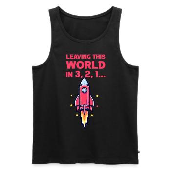 Leaving This World In 3,2,1 Funny Rocketship Blast - Männer Premium Bio Tank Top - Schwarz - Vorne - AI Model Male 178 light (178cm)