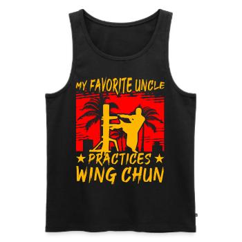 Mein Lieblingsonkel praktiziert Wing Chun - Männer Premium Bio Tank Top - Schwarz - Vorne - Michal (187cm)