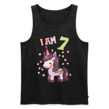J'ai 7 ans Chevaux Cheval 7ème anniversaire - Débardeur bio Premium Homme - noir - Devant - Michal (187cm)