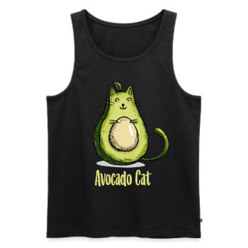 Avocado Cat Cats Vegetarian Gift - Men's Premium Organic Tank Top - black - Front - Michal (187cm)