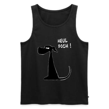 lustiger Comic Hund mit dem Spruch "HEUL DOCH !" - Männer Premium Bio Tank Top - Schwarz - Vorne - Michal (187cm)