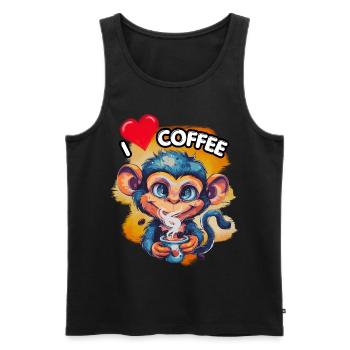 I LOVE Coffee, Indulgence, Caffeine, Coffee Love, Fun, - Men's Premium Organic Tank Top - black - Front - Michal (187cm)