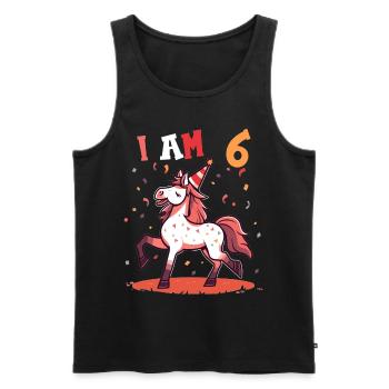 J'ai 6 ans Chevaux Cheval 6ème anniversaire - Débardeur bio Premium Homme - noir - Devant - Michal (187cm)