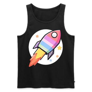 Cute Rocketship Outer Space Galaxy Celestial Astro - Männer Premium Bio Tank Top - Schwarz - Vorne - Michal (187cm)