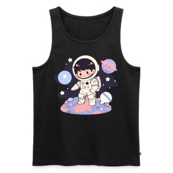 Kawaii Astronaut Boy Galaxy Planets Outer Space Ex - Männer Premium Bio Tank Top - Schwarz - Vorne - Michal (187cm)