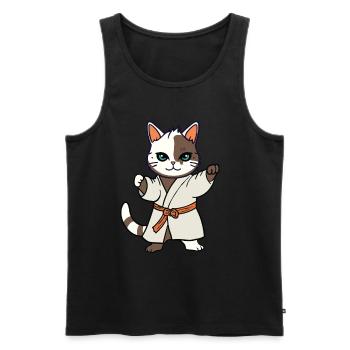 Karate Cat I Funny Animals | Sports | Kitten - Men's Premium Organic Tank Top - black - Front - AI Model Male 178 light (178cm)