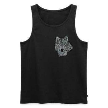 Imprimé motif animalier tête de loup avec loup - Débardeur bio Premium Homme - noir - Devant - Michal (187cm)