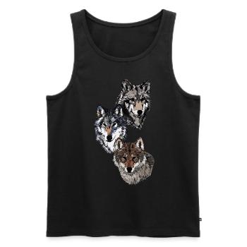 Wolfskopf Tier Motiv Aufdruck mit Wolf - Männer Premium Bio Tank Top - Schwarz - Vorne - AI Model Male 178 light (178cm)