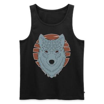 Wolfskopf Tier Motiv Aufdruck mit Wolf - Männer Premium Bio Tank Top - Schwarz - Vorne - AI Model Male 178 light (178cm)