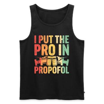 Anesthésiologie Je mets le Pro dans le Propofol - Débardeur bio Premium Homme - noir - Devant - Michal (187cm)