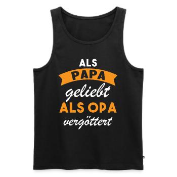 Als Papa geliebt als Opa vergöttert - Männer Premium Bio Tank Top - Schwarz - Vorne - Michal (187cm)
