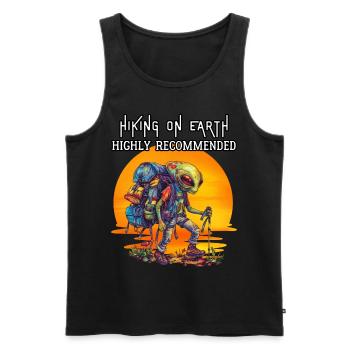 Hiking on Earth highly recommended. Alien, Hiking - Men's Premium Organic Tank Top - black - Front - AI Model Male 178 light (178cm)