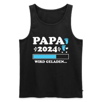 Vater 2024 Werdender Papa Loading 2024 - Männer Premium Bio Tank Top - Schwarz - Vorne - Michal (187cm)