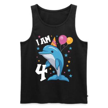 J'ai 4 ans, dauphins, 4ème anniversaire - Débardeur bio Premium Homme - noir - Devant - Michal (187cm)
