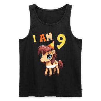 J'ai 9 ans Chevaux Cheval 9ème anniversaire - Débardeur bio Premium Homme - noir - Devant - Michal (187cm)
