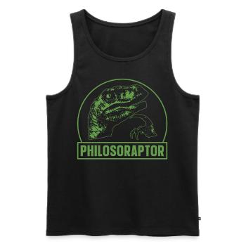 Drôle Philosophie Meme Vélociraptor Dinosaure - Débardeur bio Premium Homme - noir - Devant - AI Model Male 178 light (178cm)