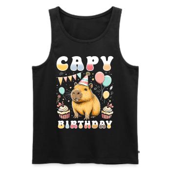 Capy Birthday - Men's Premium Organic Tank Top - black - Front - Michal (187cm)