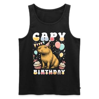 Capy Birthday - Men's Premium Organic Tank Top - black - Front - Michal (187cm)