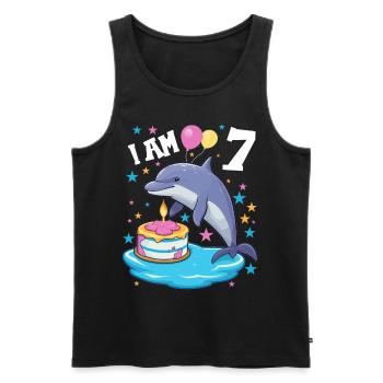 J’ai 7 ans Dauphins Dauphin 7ème anniversaire - Débardeur bio Premium Homme - noir - Devant - Michal (187cm)
