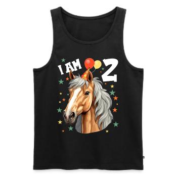I Am 2 Years Old Horses Horse 2nd Birthday - Men's Premium Organic Tank Top - black - Front - Michal (187cm)