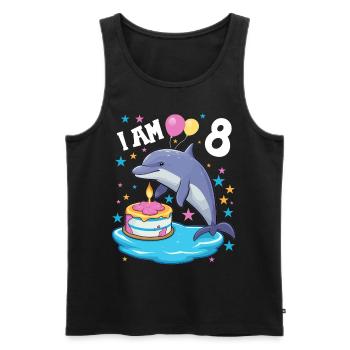 J’ai 8 ans Dauphins Dauphin 8e anniversaire - Débardeur bio Premium Homme - noir - Devant - Michal (187cm)