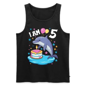 J’ai 5 ans Dauphins Dauphin 5ème anniversaire - Débardeur bio Premium Homme - noir - Devant - Michal (187cm)