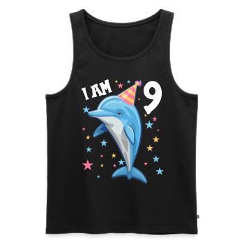 J’ai 9 ans Dauphins Dauphin 9ème anniversaire - Débardeur bio Premium Homme - noir - Devant - Michal (187cm)