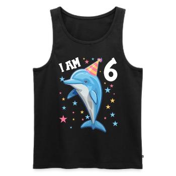 J’ai 6 ans Dauphins Dauphin 6ème anniversaire - Débardeur bio Premium Homme - noir - Devant - Michal (187cm)
