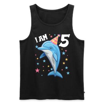 J’ai 5 ans Dauphins Dauphin 5ème anniversaire - Débardeur bio Premium Homme - noir - Devant - Michal (187cm)