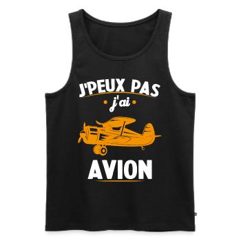 Je Peux Pas J ai Avion - Débardeur bio Premium Homme - noir - Devant - Michal (187cm)