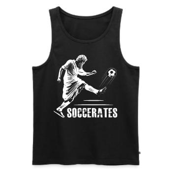 Drôle Philosophie Théorie Football Socrates Griec - Débardeur bio Premium Homme - noir - Devant - AI Model Male 178 light (178cm)
