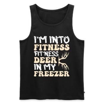 I'm Into Fitness Fit'ness Deer In My Freezer Funny - Débardeur bio Premium Homme - noir - Devant - AI Model Male 178 light (178cm)