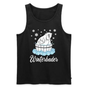 Winterbader Eisbär Eisbaden Eisbad Spruch - Männer Premium Bio Tank Top - Schwarz - Vorne - Michal (187cm)