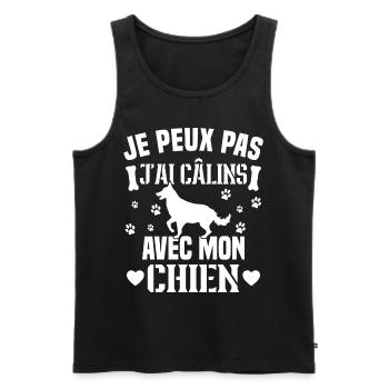 je peux pas j ai câlins avec mon chien - Débardeur bio Premium Homme - noir - Devant - AI Model Male 178 light (178cm)