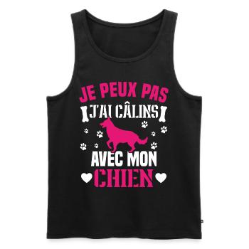 je peux pas j ai câlins avec mon chien - Débardeur bio Premium Homme - noir - Devant - AI Model Male 178 light (178cm)