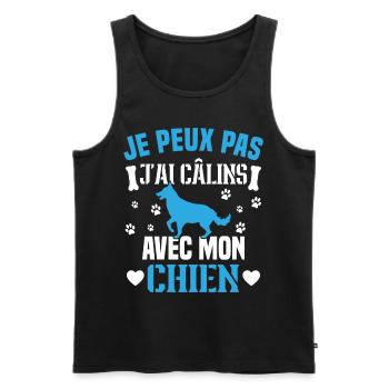 je peux pas j'ai câlins avec mon chien - Débardeur bio Premium Homme - noir - Devant - AI Model Male 178 light (178cm)