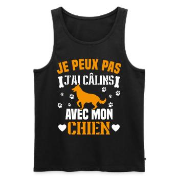 je peux pas j'ai câlins avec mon chien - Débardeur bio Premium Homme - noir - Devant - AI Model Male 178 light (178cm)