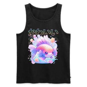 Cute Anime Fish Japanese Kanji Kawaii Aesthetic - Männer Premium Bio Tank Top - Schwarz - Vorne - Michal (187cm)